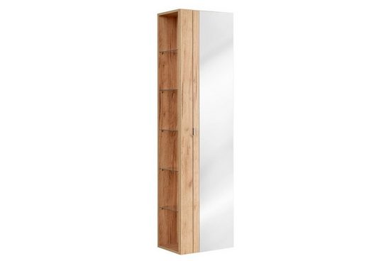 Badezimmer Hochschrank - Capri Oak - Eleganter Stauraum mit Spiegel. - ROYAL24_MARKT