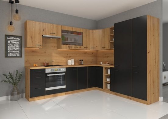 Winkelküche - Harmony Küchenzeile / Perfekte Ausgewogenheit für Ihren Raum, Effiziente Aufbewahrung - ästhetisches Design