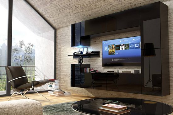 Moderne Wohnwand Future 13 - Zeitloses Design mit subtiler Innenbeleuchtung.