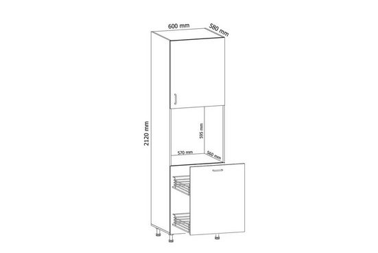 Mikrowellenumbauschrank D60P - Provence - Kompaktes und unverwechselbares Design der Mikrowelle.