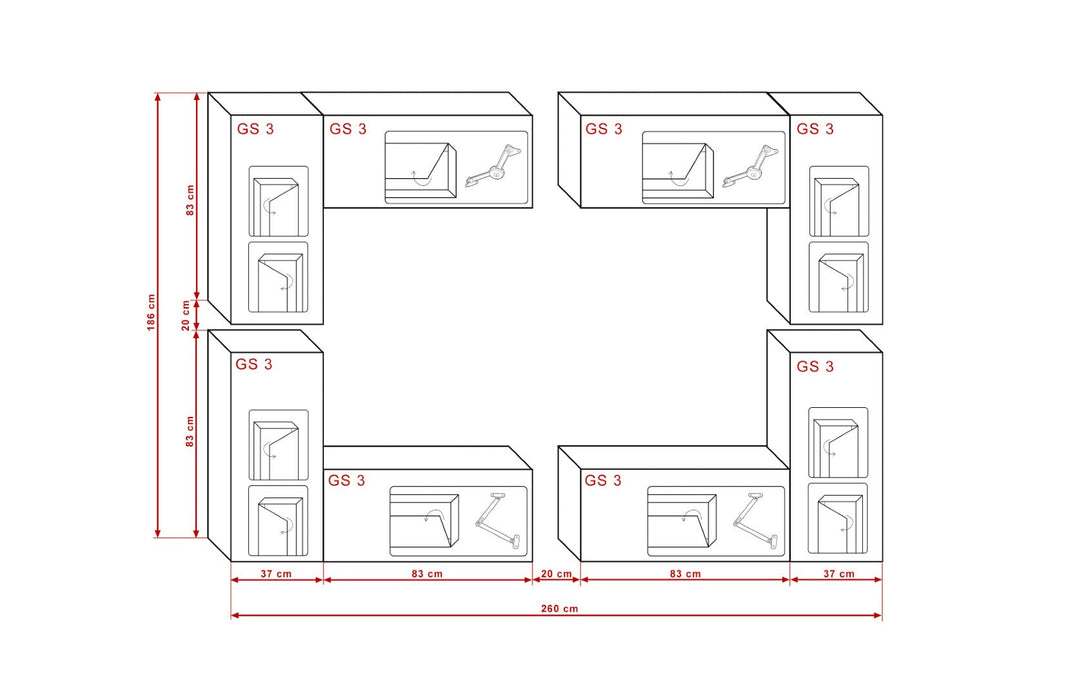 Exklusive Wohnwand: Modernes Design, Erstklassige Qualität (Komplett Set, LUXUS Serie)