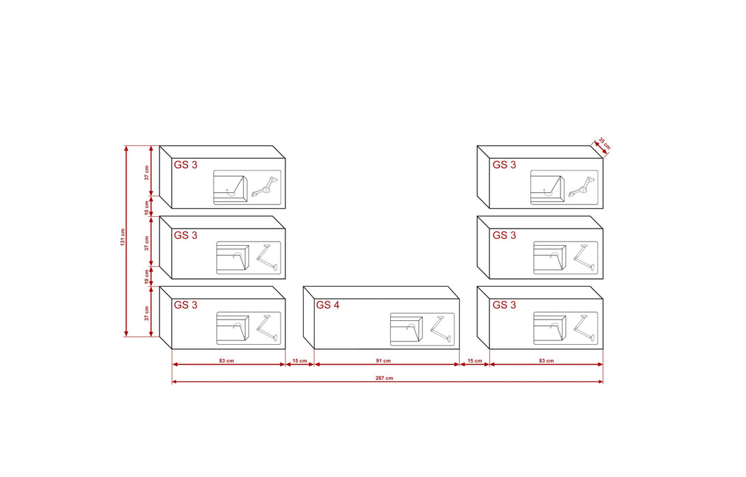 Henri N72 - Hochwertige Wohnwand: Premium Material für dein Wohnzimmer - (Komplett Set, 8-St., Premium Wohnwand)