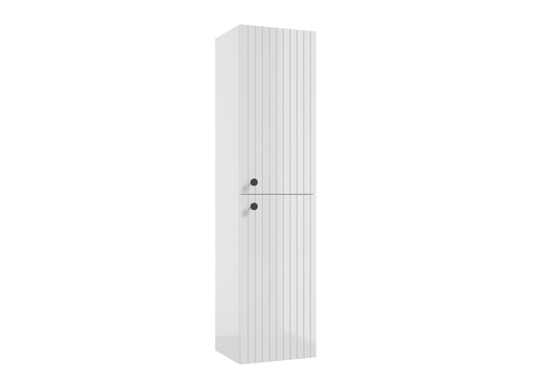 Hochschrank - für Badezimmer - Rietti C35 - Weiß Hochglanz - Eiche
