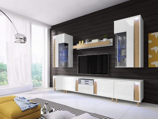 Wohnwand - Schönheit und Funktion in einem Aufbewahrungsmöbel, (Komplett Set, 6-St., Premium - NICEA 2)
