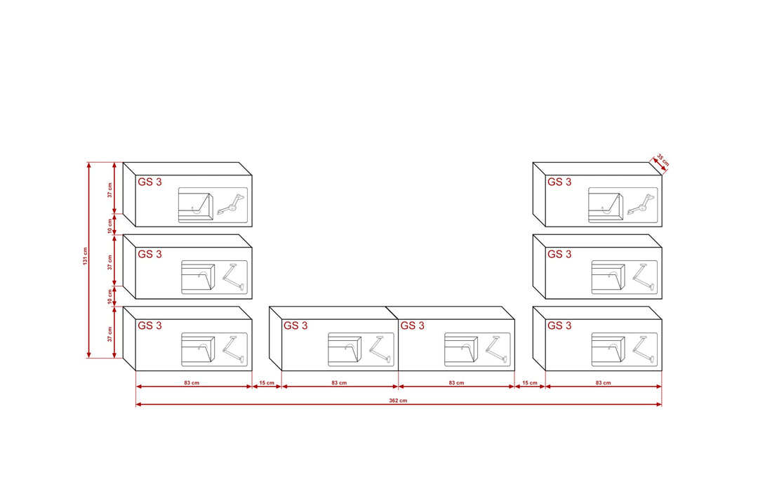 Henri N72 - Hochwertige Wohnwand: Premium Material für dein Wohnzimmer - (Komplett Set, 8-St., Premium Wohnwand)