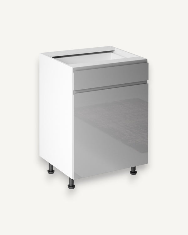 Unterschrank 60 cm - Aspen D60S1 Grau/Hochglanz