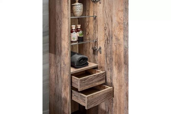 Badezimmer Hängeschrank - Santa Fe Oak - Durchdachtes Design für effektiven Stauraum. - ROYAL24_MARKT