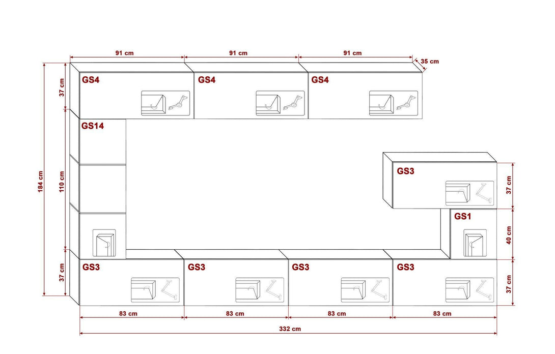 Wohnwand Hochwertige Wohnwand: Premium Material für dein Wohnzimmer, (Komplett Set, 10-St., ROYAL Eleganz)