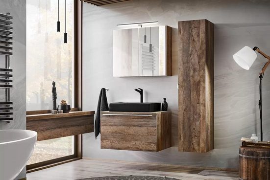 Badezimmer Hängeschrank - Santa Fe Oak - Durchdachtes Design für effektiven Stauraum. - ROYAL24_MARKT