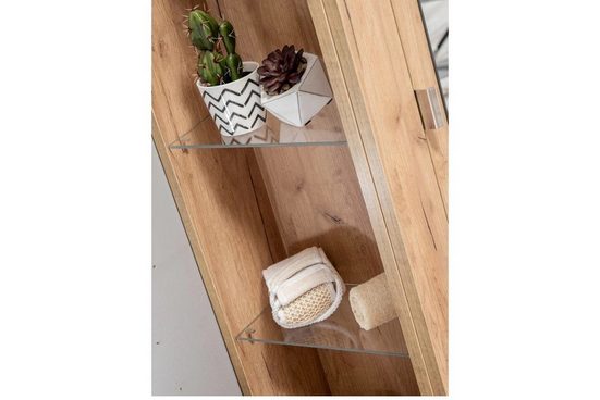 Badezimmer Hochschrank - Capri Oak - Eleganter Stauraum mit Spiegel. - ROYAL24_MARKT