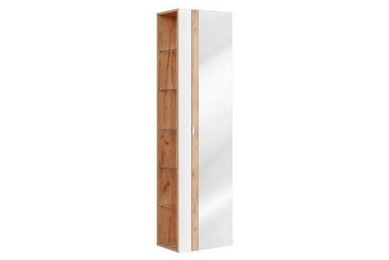 Badezimmer Hochschrank - Capri White - Eleganter Stauraum mit Spiegel. - ROYAL24_MARKT