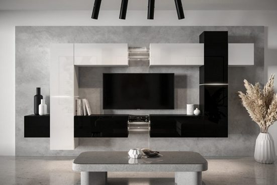 Wohnwand - Hochwertige Wohnwand / Premium Material für dein Wohnzimmer, (Komplett Set, 14-St., Design Style)