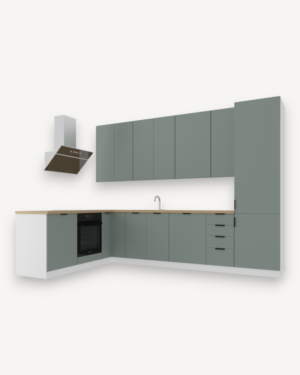 Winkelküche - Sorento -K52-G330 - Weiß Grün
