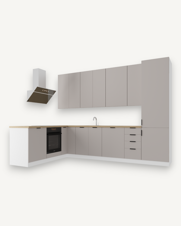 Winkelküche - Sorento Weiß Beige - K51-G330