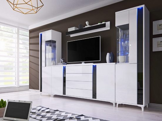 Wohnwand - Eine umfassende Lösung für die Organisation Ihres Wohnzimmers, (Komplett Set, 4-St., Premium - NICEA 4)