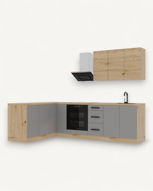 Winkelküche K99-G270 - Langen Beige Artisan- Design trifft Funktionalität