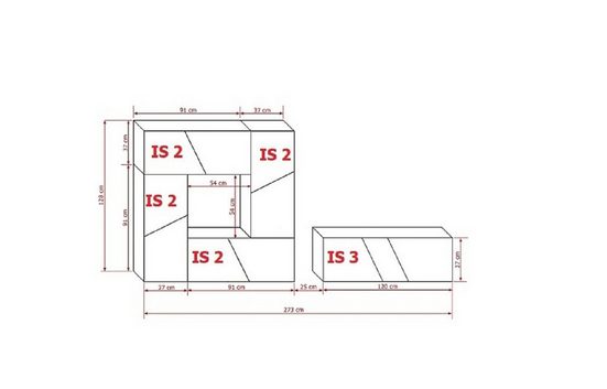 Wohnwand Weiß Hochglanz LED-Möbel S43 - Modernes Design mit stimmungsvoller Beleuchtung.