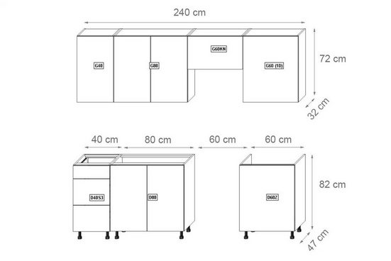 Küchenzeile - Perfekte Lösung für Ihre Küche, (Komplett Set)