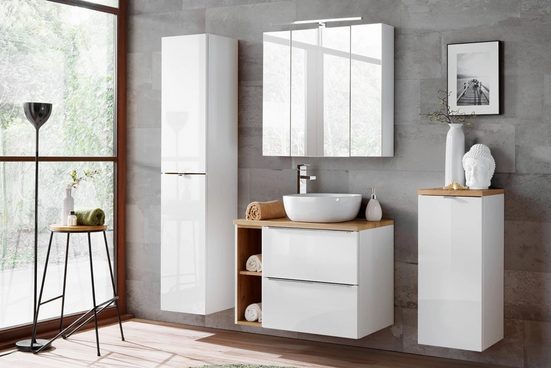 Badezimmer Hochschrank - Capri White - Stilvolle und platzsparende Aufbewahrung. - ROYAL24_MARKT