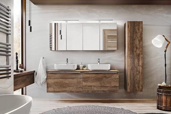 Badezimmer Hängeschrank - Santa Fe Oak - Durchdachtes Design für effektiven Stauraum. - ROYAL24_MARKT