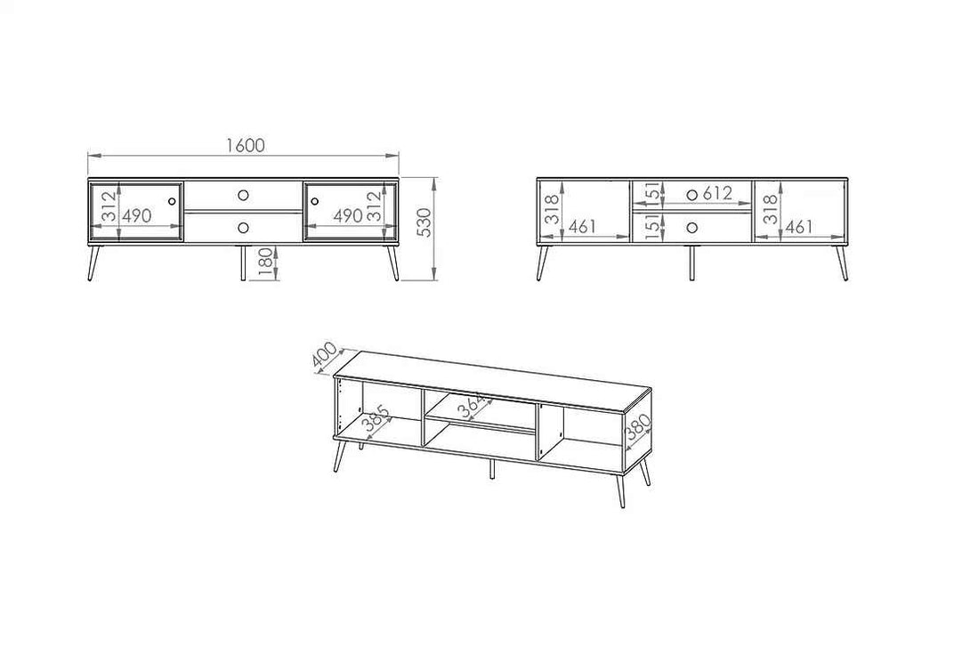 TV-Schrank - Riomi -  Hochwertige mit raffiniertem Stauraum für Ihre Technik.