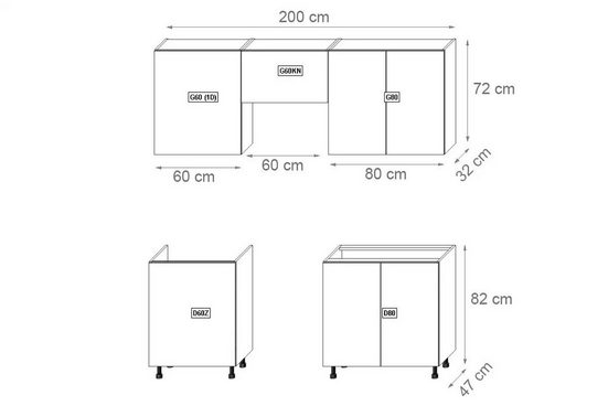 Küchenzeile - Perfekte Lösung für Ihre Küche, (Komplett Set)