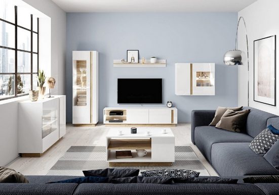Wohnzimmer-Set - Kreativität erleben / Möbel die inspirieren und begeistern, (Komplett Set, 6-St., Premium - BASIC 2), Wohnen mit Freude - Möbel die glücklich machen.
