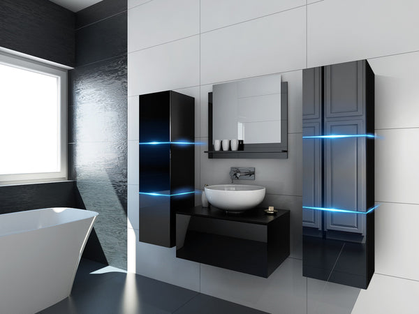 Badmöbel-Set Luxuriöse 2024 / Premium-Materialien für moderne Badezimmerschränke - ( Komplett Set 4 -St. ALIUS 3 ) , Premium-Qualität - Moderne Eleganz - Grifflos