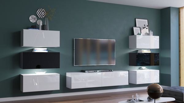 Henri N72 - Hochwertige Wohnwand: Premium Material für dein Wohnzimmer - (Komplett Set, 8-St., Premium Wohnwand)