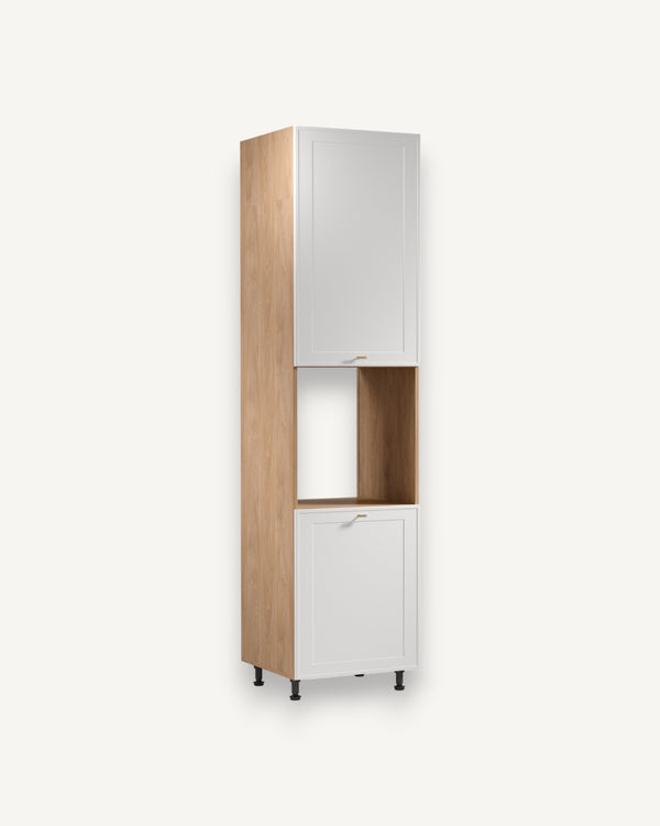 Mikrowellenumbauschrank D60PWN P/L - Sorento Sonoma Eiche Weiß - Elegante und effektive Organisationْ. - ROYAL24_MARKT