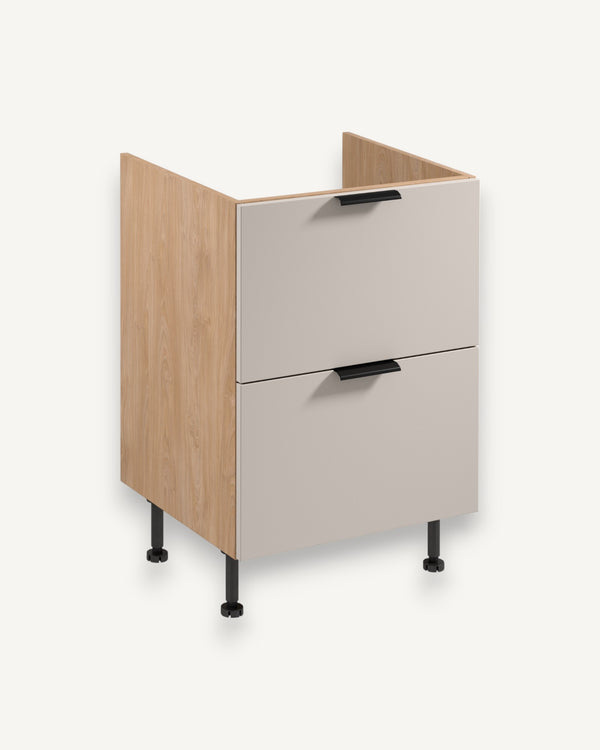 Spülenunterschrank D60IN AX - Sorento Beige Sonoma Eiche - Bietet viel Stauraum für Küchenutensilien.
