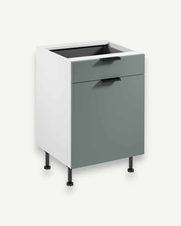 Unterschrank D60S1 P/L AX - Sorento Weiß Grün - Optimale Raumnutzung in der Küche.
