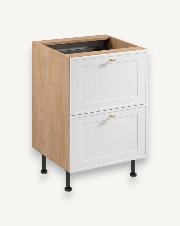 Unterschrank D60S2+1 AX - Sorento Sonoma Eiche Weiß - Elegantes und langlebiges Design für Ihre Küche.