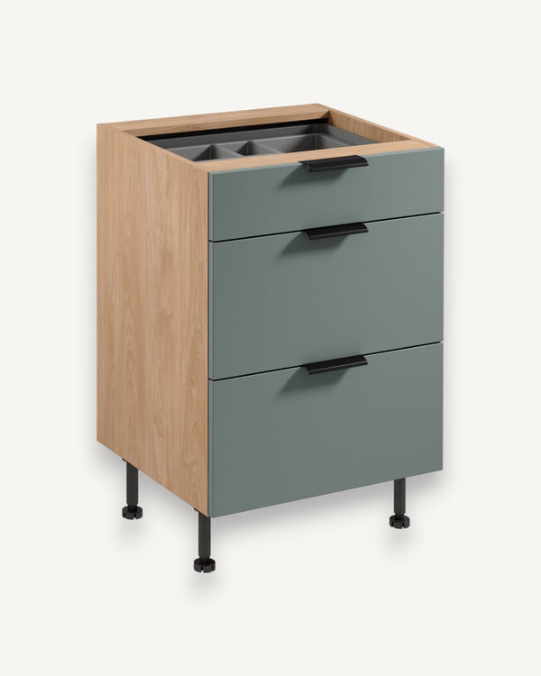 Unterschrank D60S3 AX - Sorento Grün Sonoma Eiche - Mehr Ordnung auf kleinem Raum.