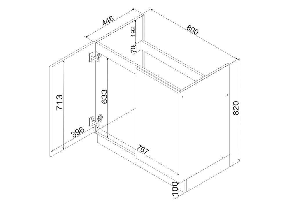 Spülenunterschrank D80ZL - CLARA - Optimale Nutzung des Spülbereichs - ROYAL24_MARKT
