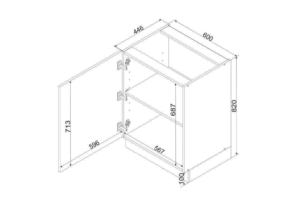 Unterschrank D60 P/L - CLARA - Ideal für Töpfe, Pfannen und mehr - ROYAL24_MARKT