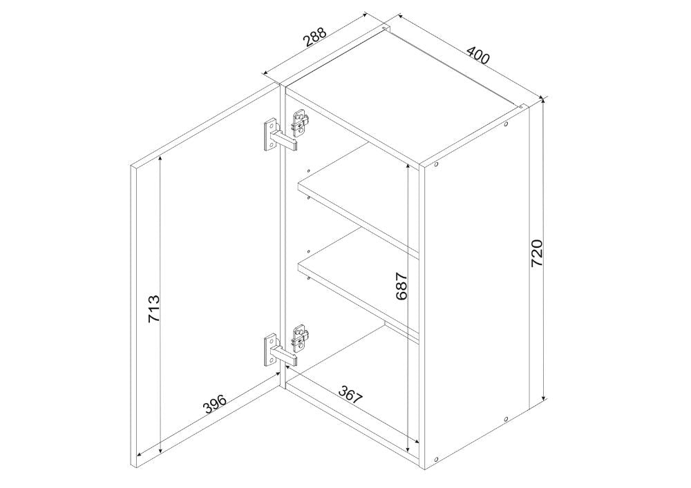 Hängeschrank W40 P/L - ELENA - Schlank & Funktional - ROYAL24_MARKT