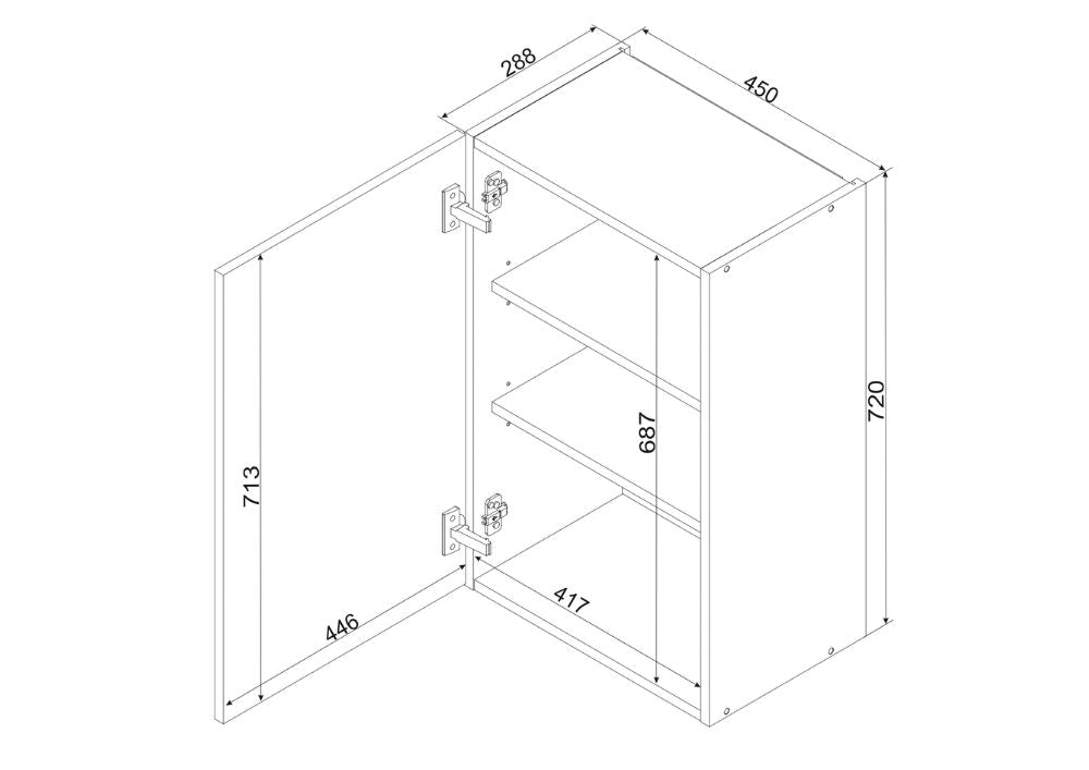 Hängeschrank W45 P/L - ELENA - Schlank & Funktional - ROYAL24_MARKT