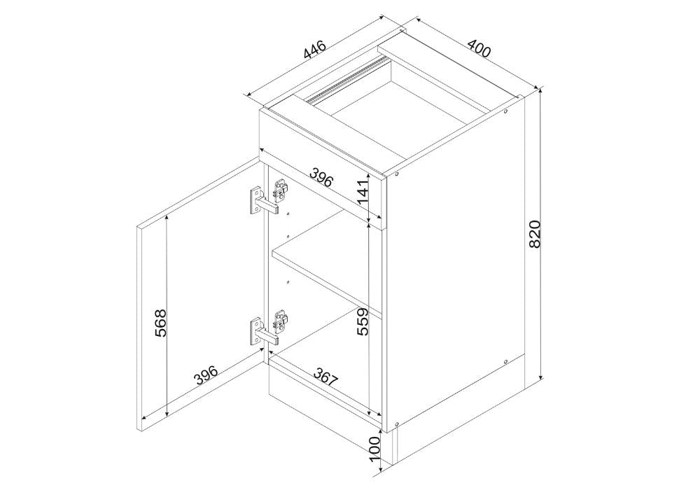 Unterschrank D40S1 P/L - ELENA - Platzsparend und funktionell gestaltet - ROYAL24_MARKT