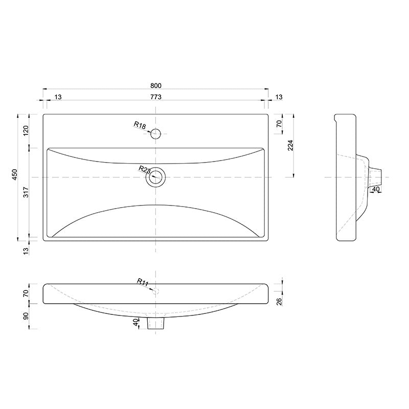 Badezimmer - WASHBASIN - VERSO 80,60 cm