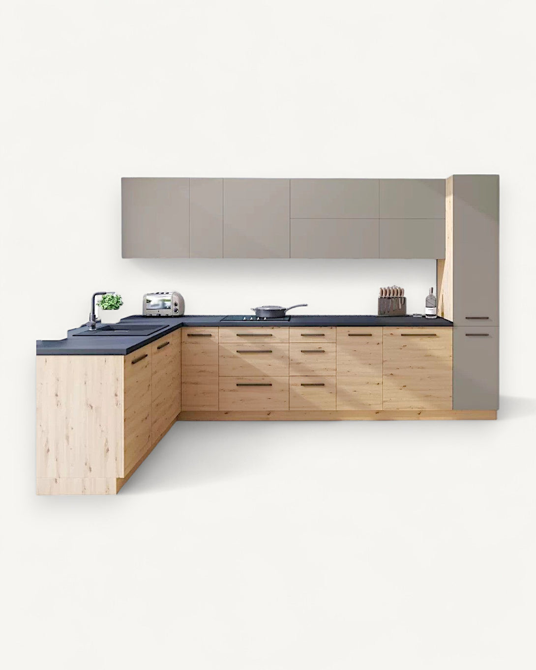 Winkelküche - L-Form Langen - Beige-Artisan Eiche - K24-G210×330 cm. - ROYAL24_MARKT