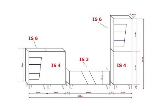 Wohnwand LED Weiß Hochglanz S18