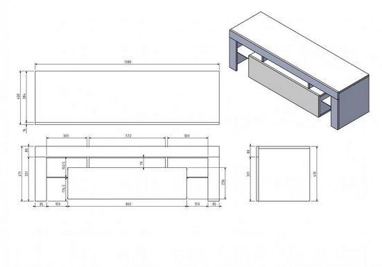 TV-Schrank -	Vera -  Langlebige und moderne Unterhaltungsorganisationseinheit.