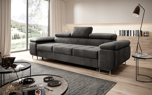 Sofa - Elegantes Designer Sofa Siera mit Schlaffunktion -, 3-Sitzer - Schlafsofa - Luxuriöser Samtbezug - Vielseitiges Design