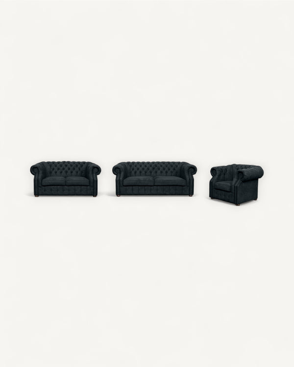 Chesterfield-Sofa Luxura - Echtleder Premium - Handgefertigt - Garantierte Qualität -, Premium Set 3 - 2 - 1,- 3 Teile - ROYAL24_MARKT