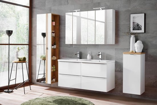 Badezimmer Hochschrank - Capri White - Stilvolle und platzsparende Aufbewahrung. - ROYAL24_MARKT