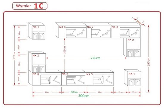 Wohnwand Modernität für Ihr Zuhause, (Komplett Set, 1-St., Premium - PRAGUE), Modernes Wohnkonzept - Stilvolle Wohnraumgestaltung.