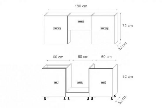 Küchenzeile - Perfekte Lösung für Ihre Küche, (Komplett Set)