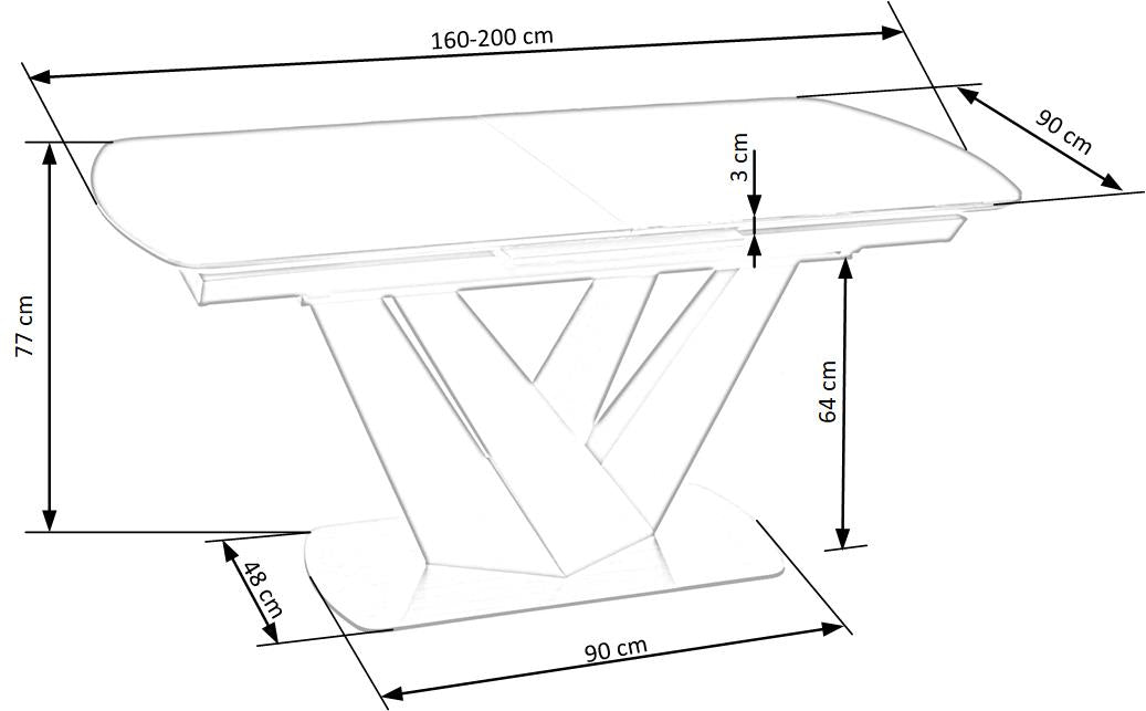 Esstisch - PremiumLine - ausziehbarer Esstisch - Grau/Glas/Edelstahl (Premium-Esstisch, Premium-Qualität Esstisch) - ROYAL24_MARKT