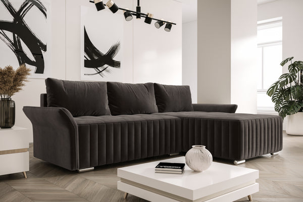 Elegante Komfortzone Moderne Ecksofas, Flexibles Wohn-Set, Moderner Stil, Ausklapp-Automat, Rückenkissen inklusive